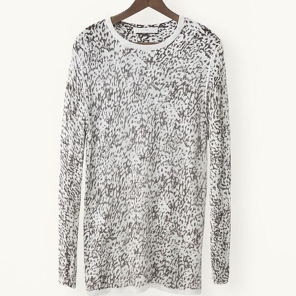 Kokun Sweater Womens XL Cashmere Bamboo Black & White Animal Print Sustainable - Picture 1 of 11